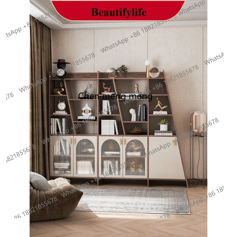 

Floor-to-ceiling bookshelf Solid wood Simple modern office Study wall storage Integrated creative combination bookcase