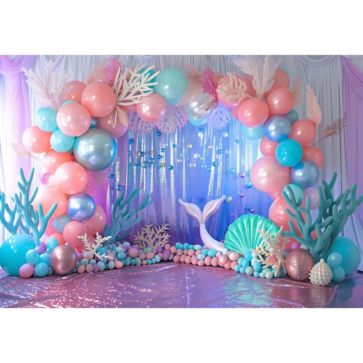 

Allenjoy Mermaid Pastel Colored Balloons Backdrop