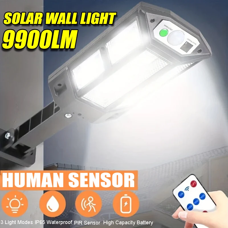 Solar LED Human Sensing Wall Light Outdoor Waterproof Intelligent Remote Control Courtyard Garden Lighting Small Street Light