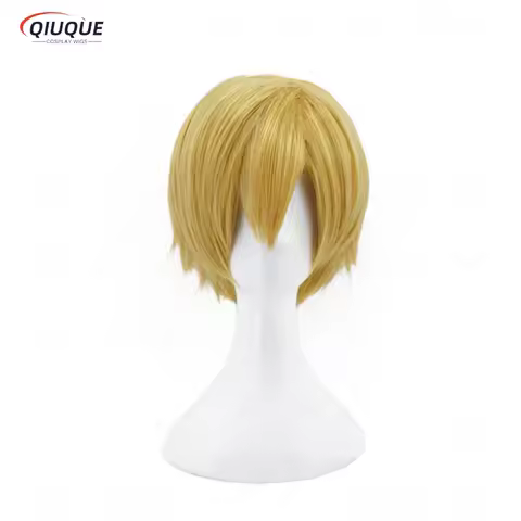 Anime Neito Monoma Short Linen Blonde Heat Resistant Hair Cosplay Costume Wig + Free Wig Cap
