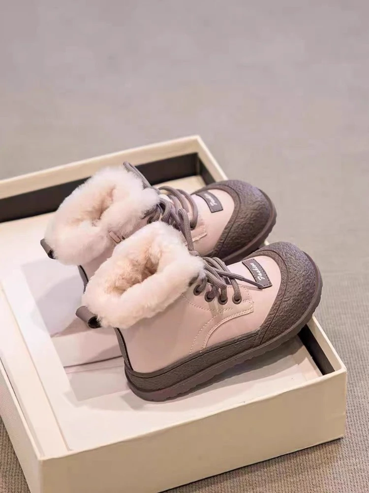 Girls Snow Boots 2026 Winter Kids Warm Shoes Waterproof Thick Fleece Lined Non Slip Outdoor Winter Boots for Children