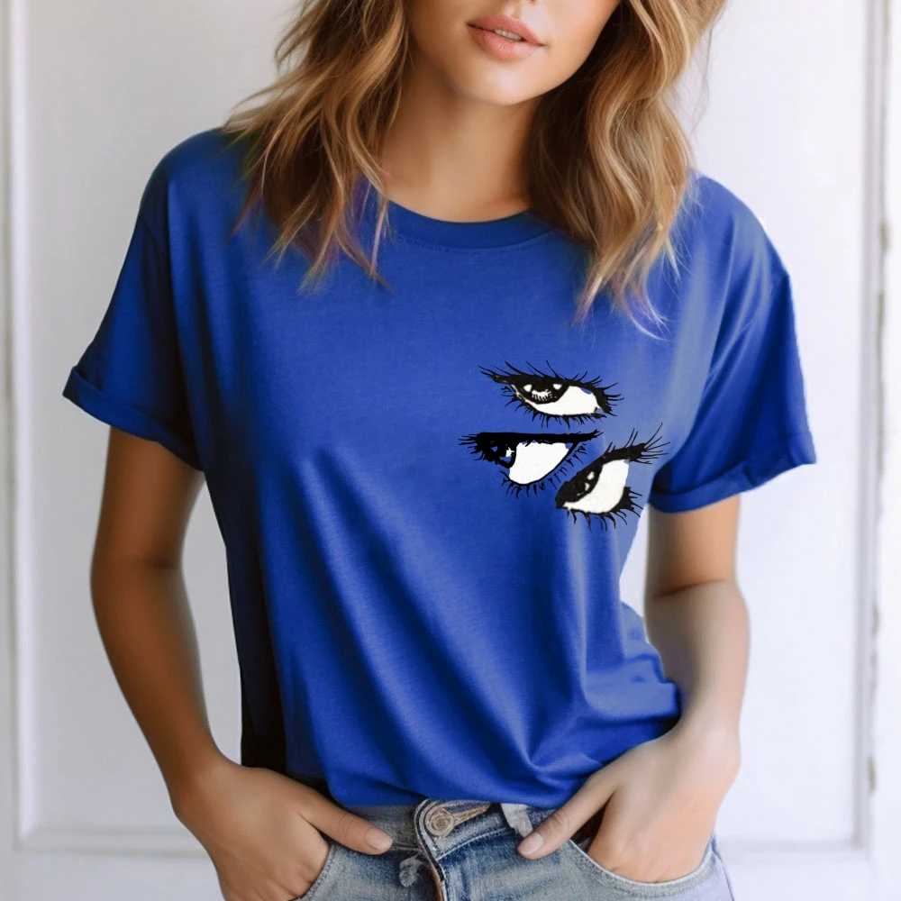 2025 y2k olho impressão camiseta-top de verão de algodão de alta qualidade feminino místico olho gráfico streetwear vintage retro camiseta