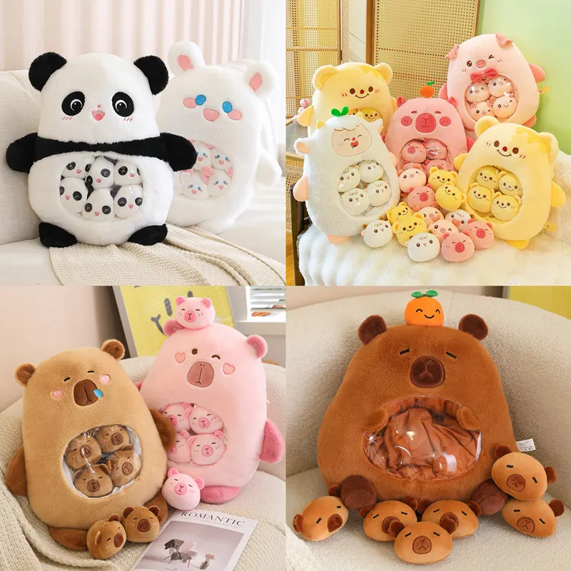 

Милая плюшевая сумка-пудинг, сумка для конфет, мини-шарики, панда, коала, капибара, желтый медведь, куклы, животные, плюшевая подушка, подарок на день рождения для девочек