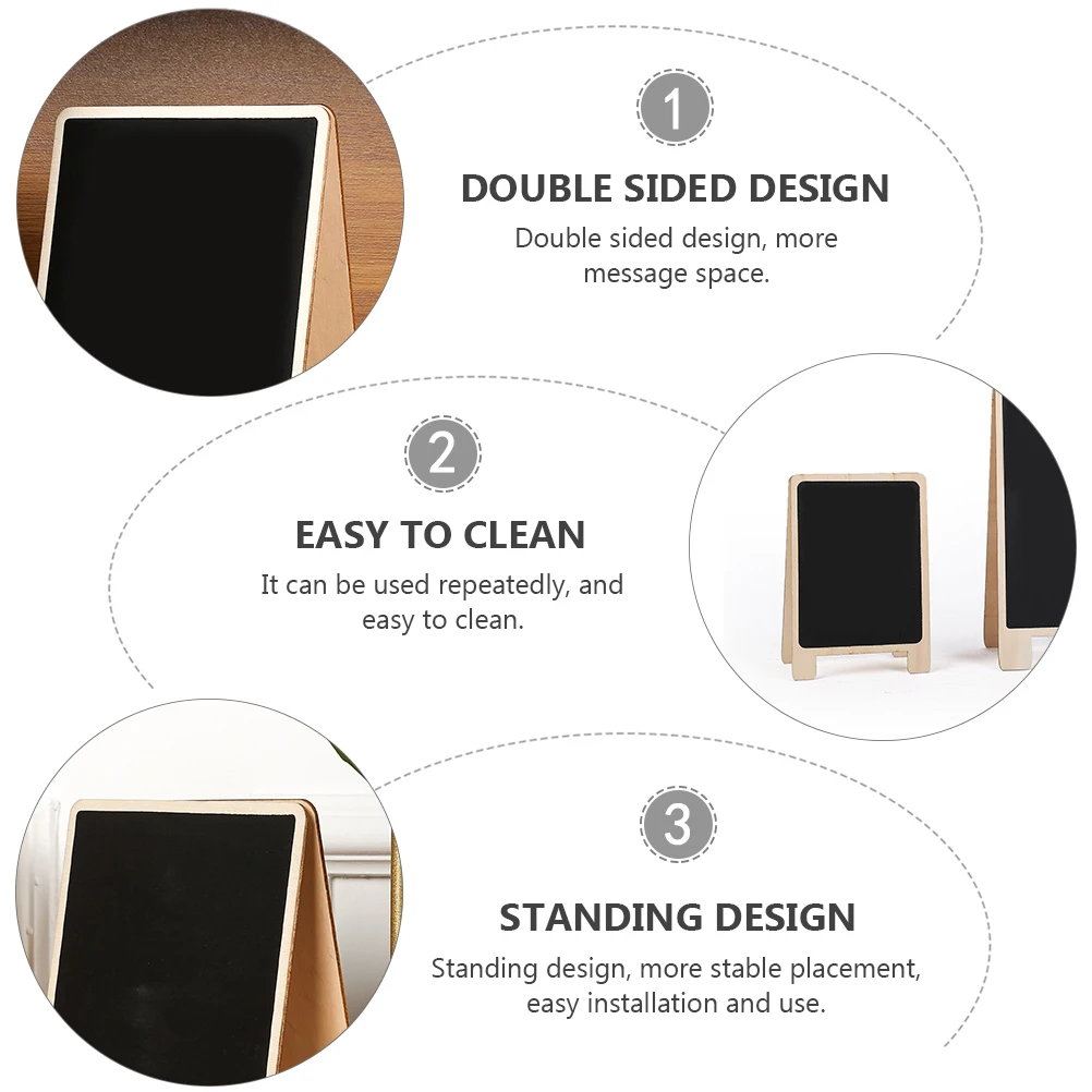 

3pcs Wooden Message Boards Double Sided Standing Memo Bulletin Boards for Writing Notes Chalkboard Display Blackboard Easy