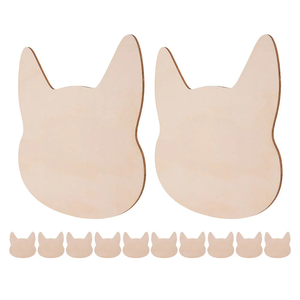 

12Pcs Wooden Cat Head Cutouts Unfinished Blank Wood Craft Shapes Paintable Slices for DIY Home Decor Painting Crafts
