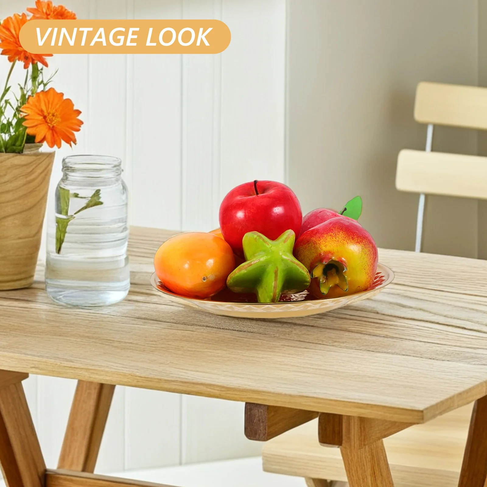 

2Pcs Stainless Steel Dessert Plates Vintage Round Multipurpose Serving Tray Metal Snack Dish Decorative Plate for Thanksgiving