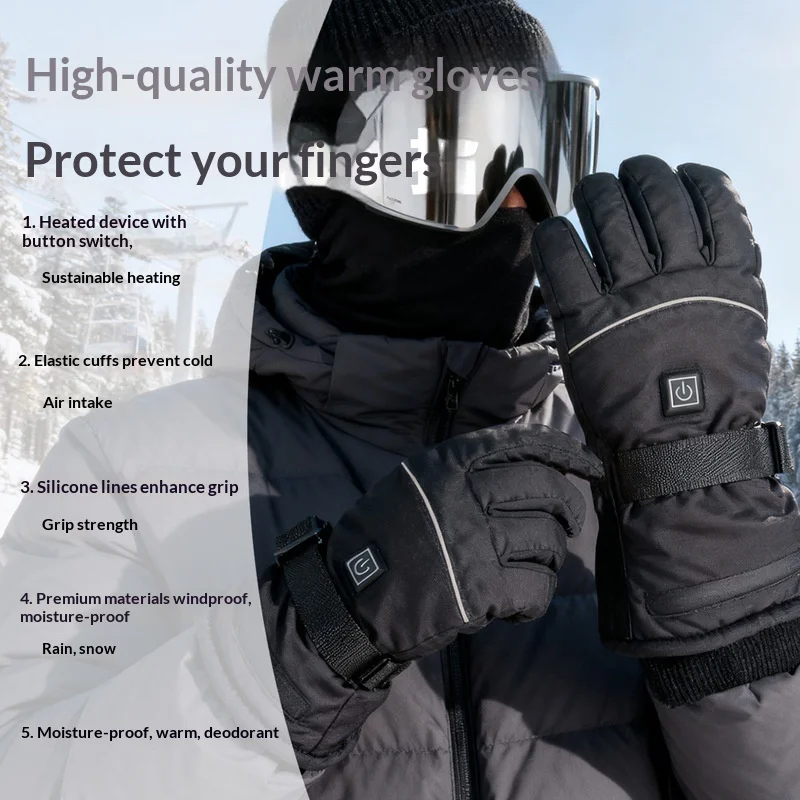 

2025 New USB Electric Heated Gloves Thickened Fleece Lined Gloves for Skiing Cycling Outdoor Sports Warmth Retention Gloves