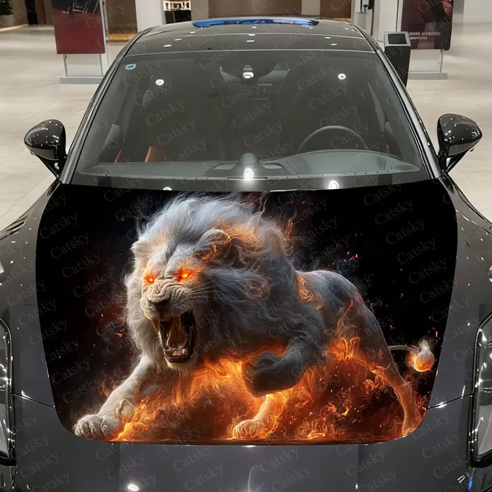 

Виниловая пленка для автомобиля Lion, водонепроницаемая наклейка на капот автомобиля из материала ПВХ, самоклеящиеся устойчивые к царапинам наклейки для крышки двигателя