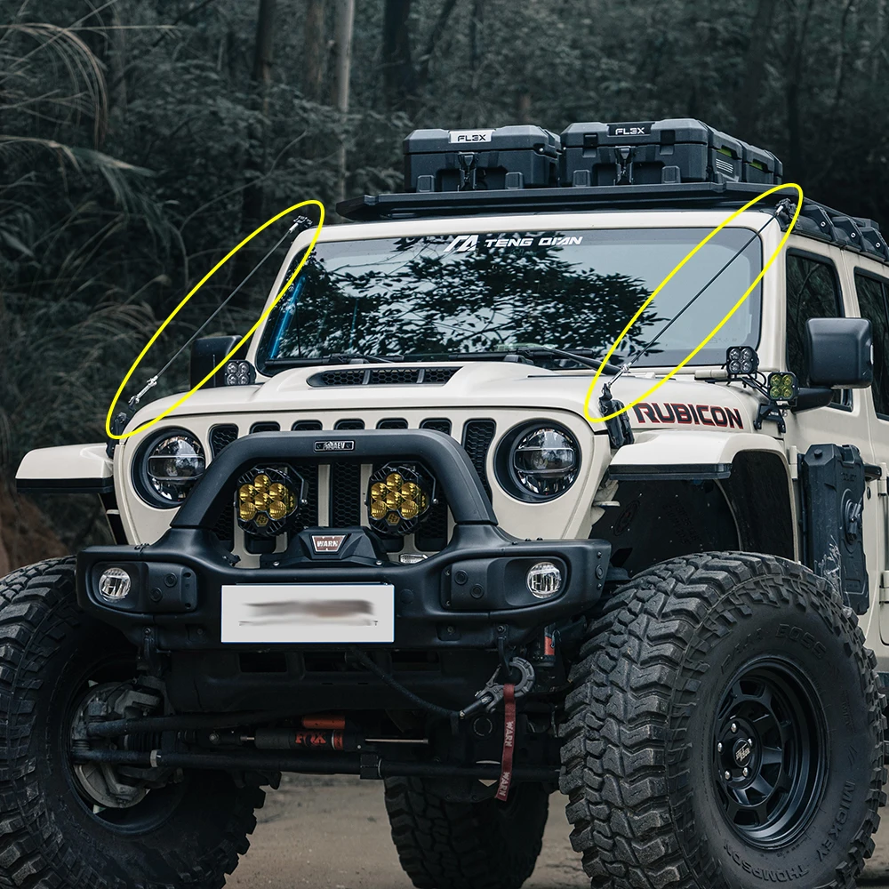Lantsun JT1027 Car Engine Hood Limb Riser Branches Obstacle Eliminate Rope for JT Gladiator 2021+, Aluminum Alloy