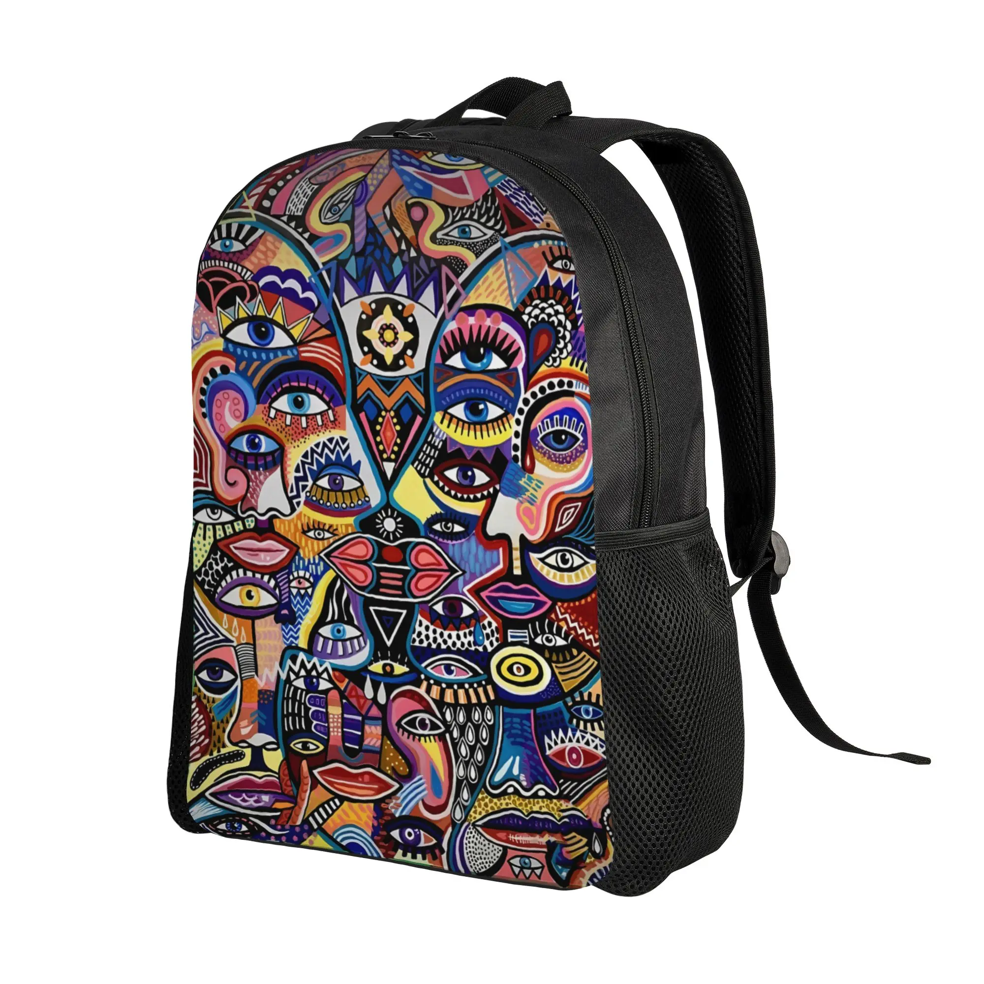 Graffiti Tribal Face Cartoon Backpack  Daily Backpacks Girl Novelty School Bags Custom Lightweight Rucksack