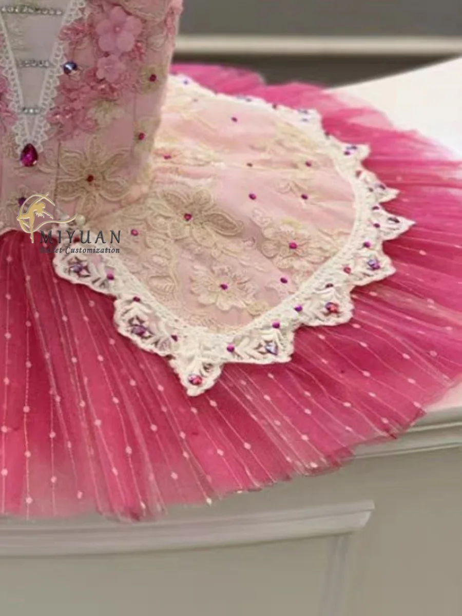 Tutú de Ballet rosa para niña, ropa de rendimiento de cumpleaños, talla personalizada, alta calidad, profesional, nuevo