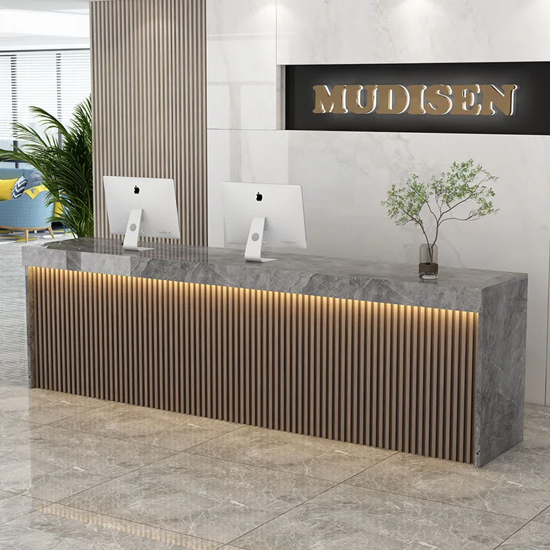 Office Coffee Reception Desk Executive Spa Luxury Podium Wooden Reception Desk Hotel Mostrador Oficina Commercial Furniture