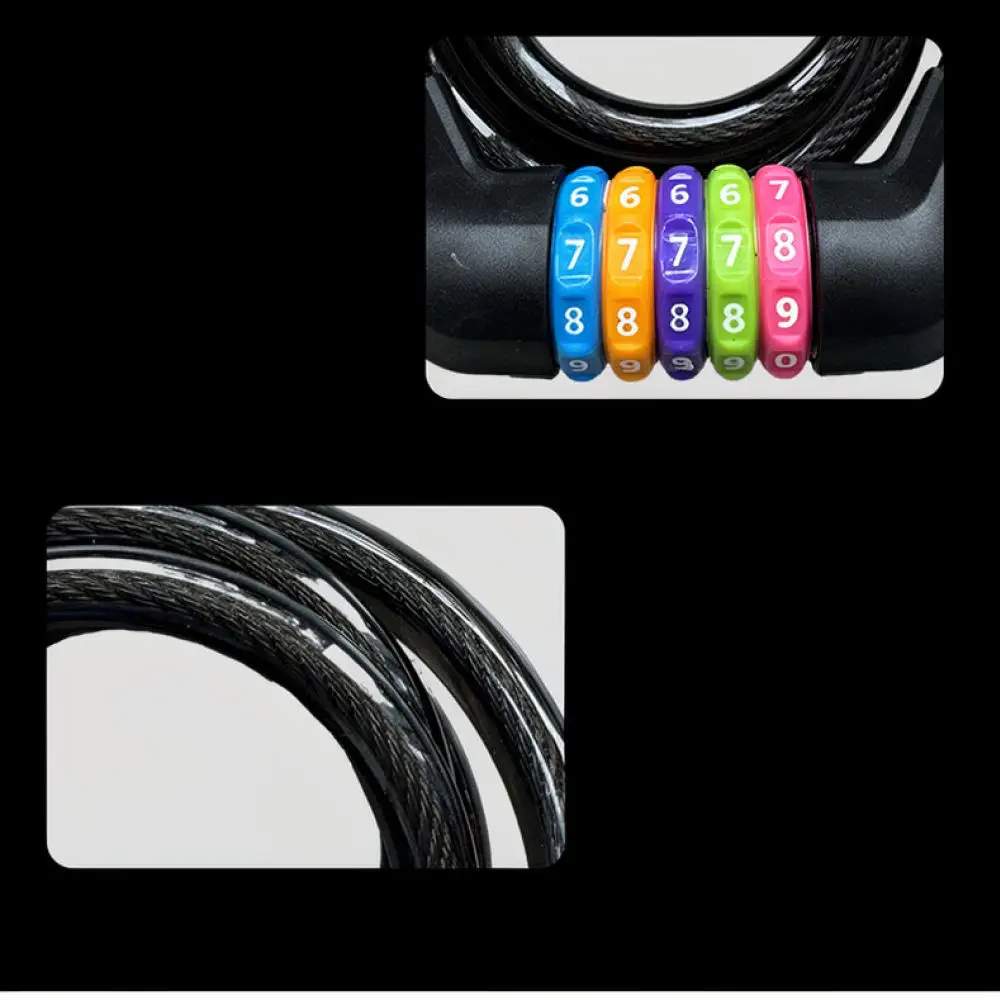 Resettable 5 Digit Combination Bike Lock Flexible Steel Cable Anti Theft Security Guard For Cycling Ebike Scooter
