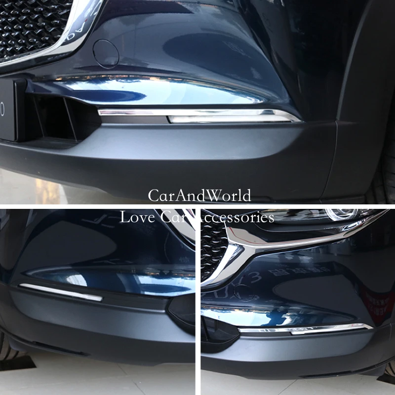 

Stainless Front Fog Light Strips Cover Foglamp Frame Trims Car Moulding Decorative Accessories For Mazda CX-30 CX30 2020-2025