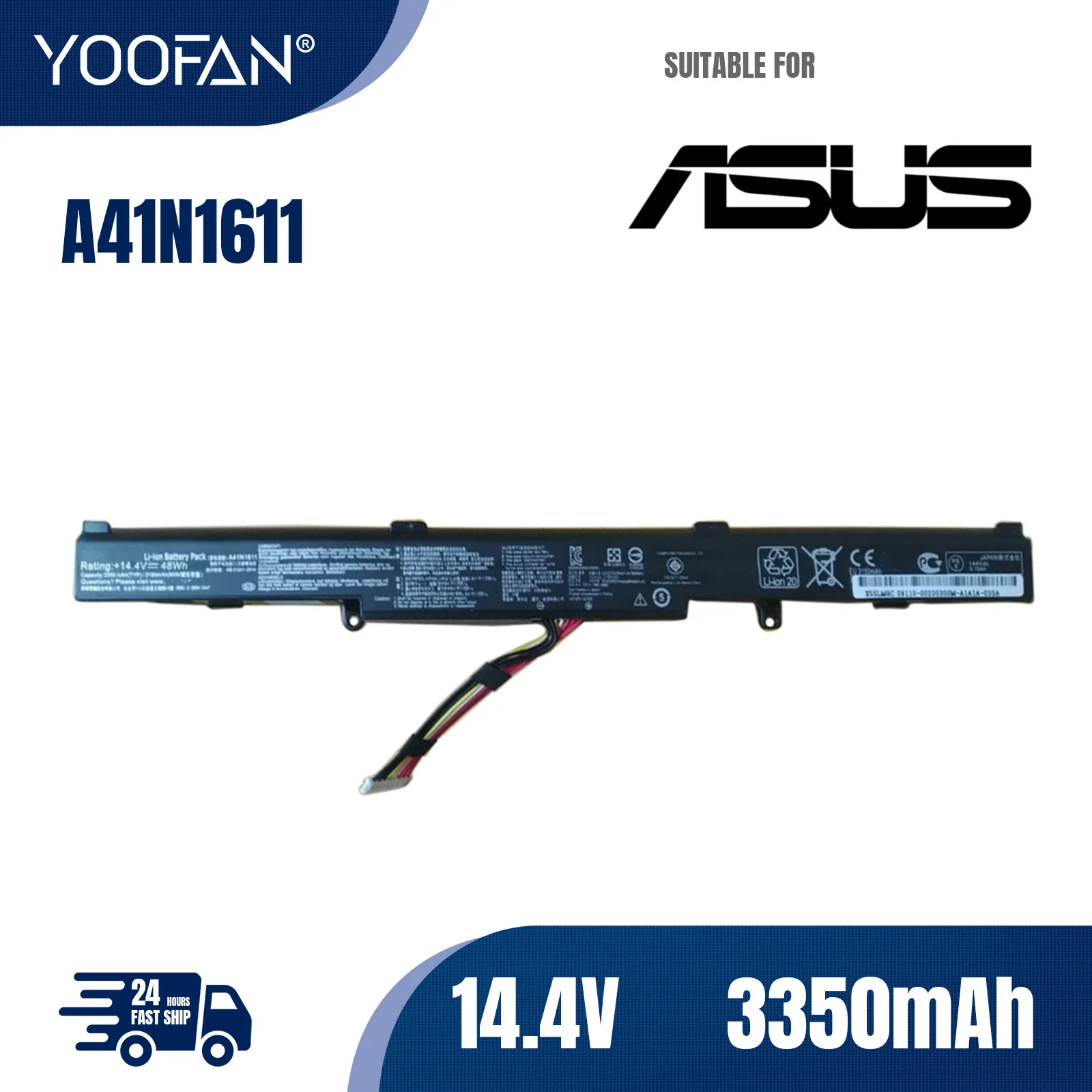 YOOFAN Batería de ordenador portátil A41N1611 para ASUS ROG Strix, GL553V, GL553VD, GL553VE, GL553VW, GL753VD, GL753VE, FX53V