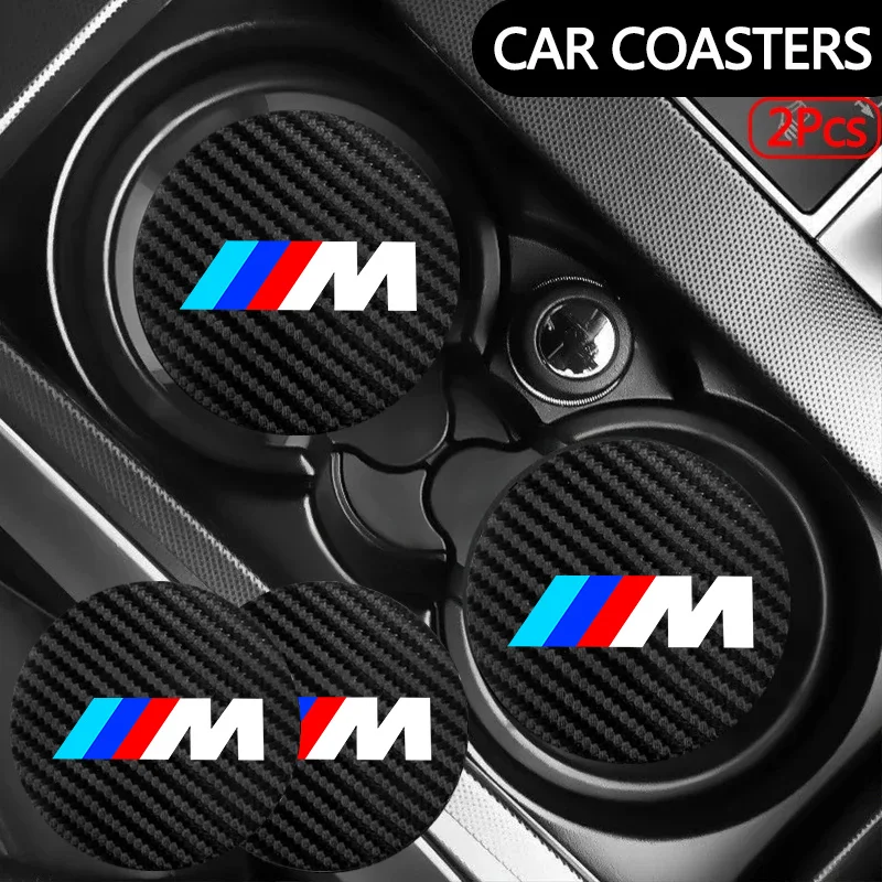 

For BMW M 50th Anniversary 3 5 7 series E83 F16 E70 X1 X2 X3 X5 X6 Car Carbon Fibre Water Cup Pad Holder Anti-slip Coasters Mat