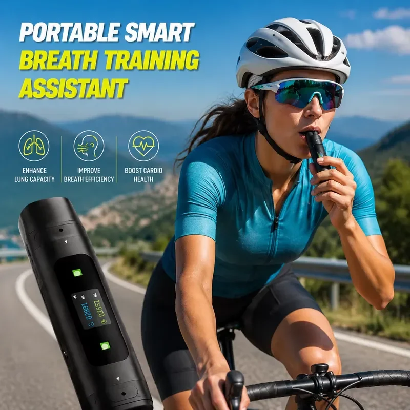 【CHIMU HOME】Aluminum Portable Breathing Trainer, Dual-Channel Inhale Exhale Resistance Control