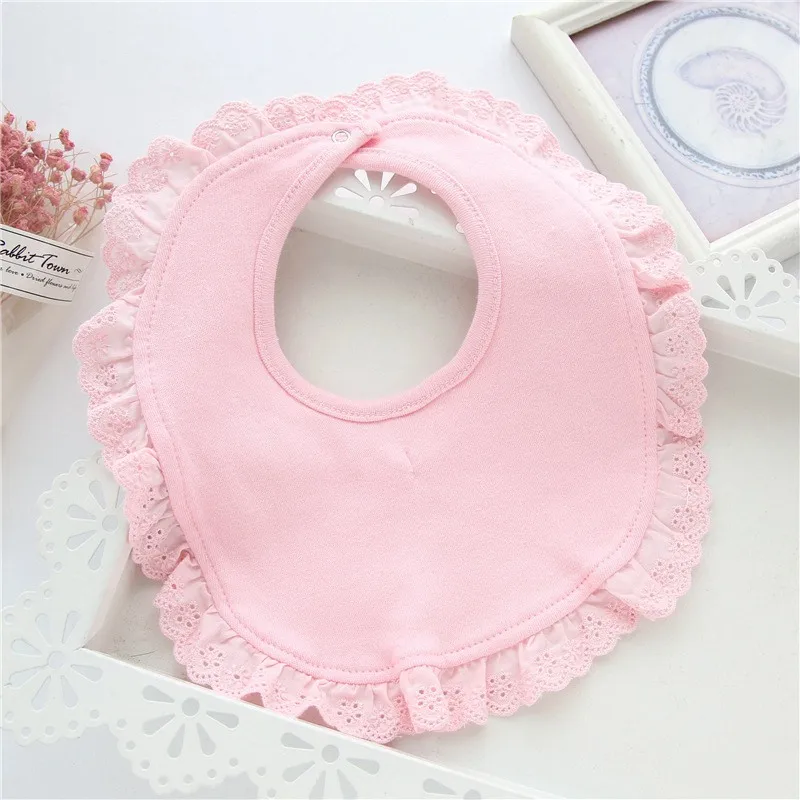 Baby Bibs Cotton Waterproof Girl Cute Bow Lace Saliva Towel Newborn Burp Bandana Scarf Infant Girls Absorbent Feeding Bib