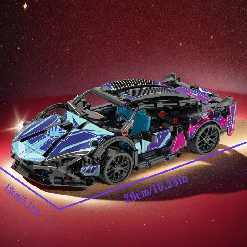 ชุดประกอบรถแข่งสีม่วง 1624 ชุด/ของตกแต่งโมเดลยานพาหนะที่ทันสมัยและเท่/การประกอบที่มีความท้าทายสูง