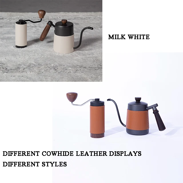 Milky White Stainless Steel Gooseneck Pour Over Coffee Kettle with Long Spout Metal Coffee Brewing Accessories for Home