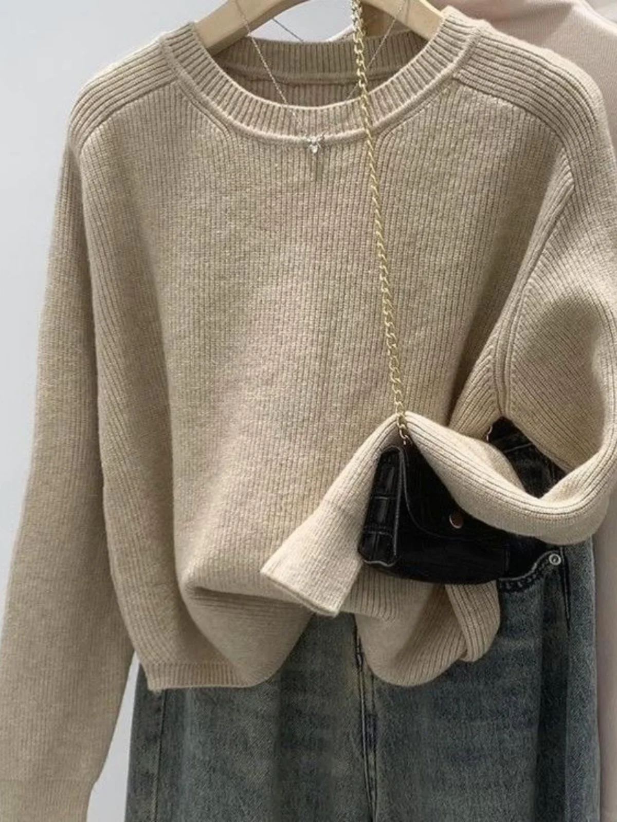 

Loose Women's Knitted Sweater round Ne Long Sve Overhead Korean Sle Autumn Winter New Arrival Comfortable Casual Design