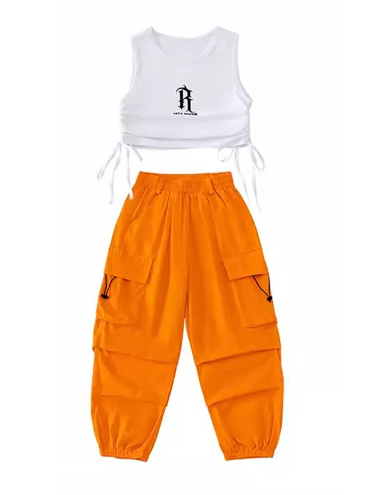 Mädchen Hip Hop Kostüm Jazz Dance Weste Lose Hosen Street Dance Outfit Praxis Tragen Kinder Leistung Kleidung Bühne Tragen BL11264