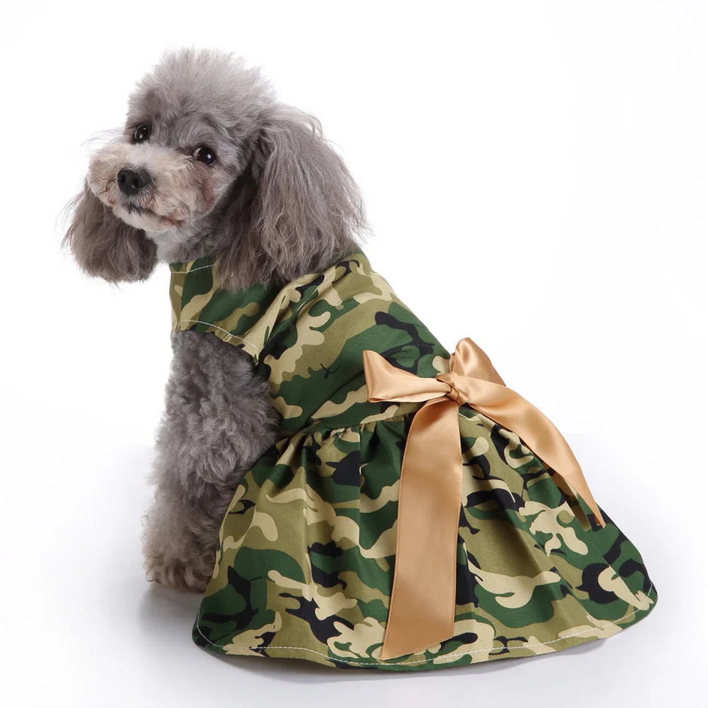 

L Camouflage Summer Pet Dog Dress Elegant Sleeveless Puppy Skirt Perfect for Everyday Wear Beach Trips Photography