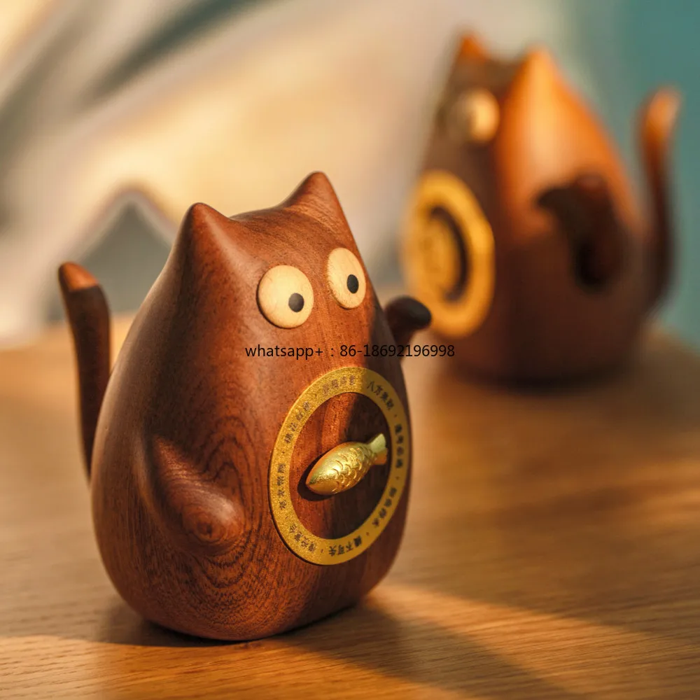 Transshipment Shenmeow High-end Solid Wood Desktop Ornament Attracts Good Luck Housewarming Birthday Opening Wedding Gift