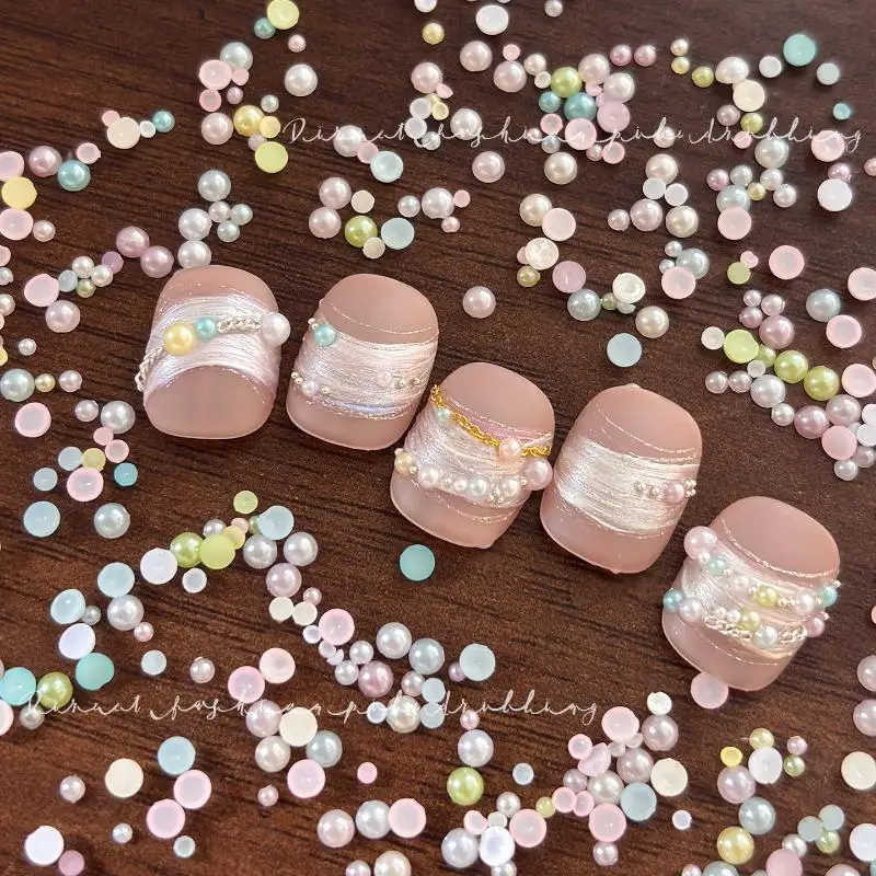 12 Grids Vibrant Pearl Beads for Custom Nail Art Designs