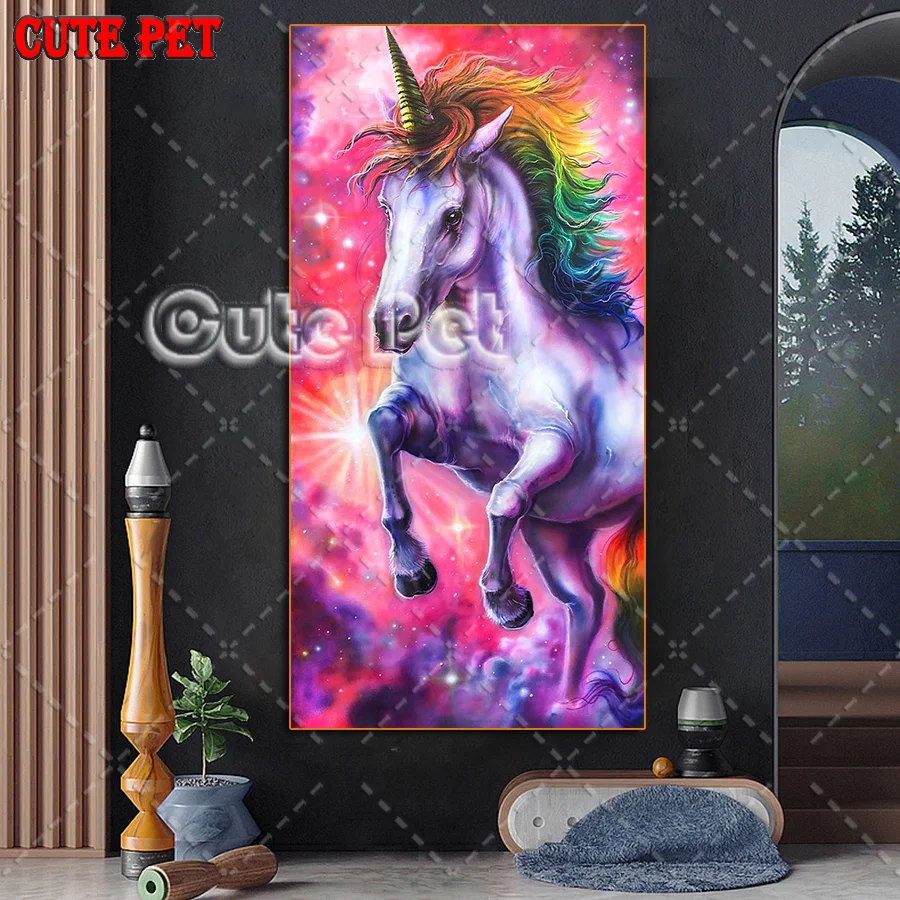 5D Diamond Painting Sky clouds Rainbow horse Diy diamond mosaic Decor the Full Square Drill unicorn Rhinestones Handicraft large