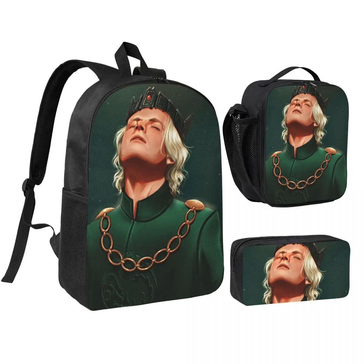 

Aegon Targaryen Backpack Boys Girls BookBag School Bag Shoulder Bags 3ps Insulated Lunch Bag Pencil Case