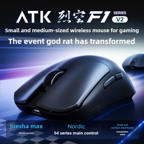 Imagen 2 del producto Ratón inalámbrico ATK Liekong F1 V2, ergonómico ligero, PAW3395/3950Ultra Sensor, ratón para juegos de baja latencia, accesorios de ordenador