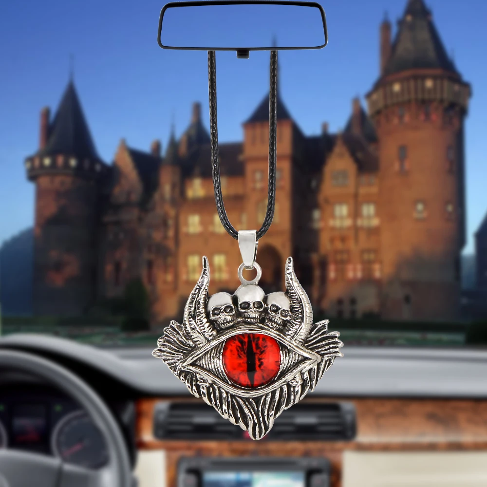 Devil's Eye Car Pendant Skull Pointed Devil's Eye Punk Retro Men Women Auto Rearview Mirror Decoration Hanging Accessories