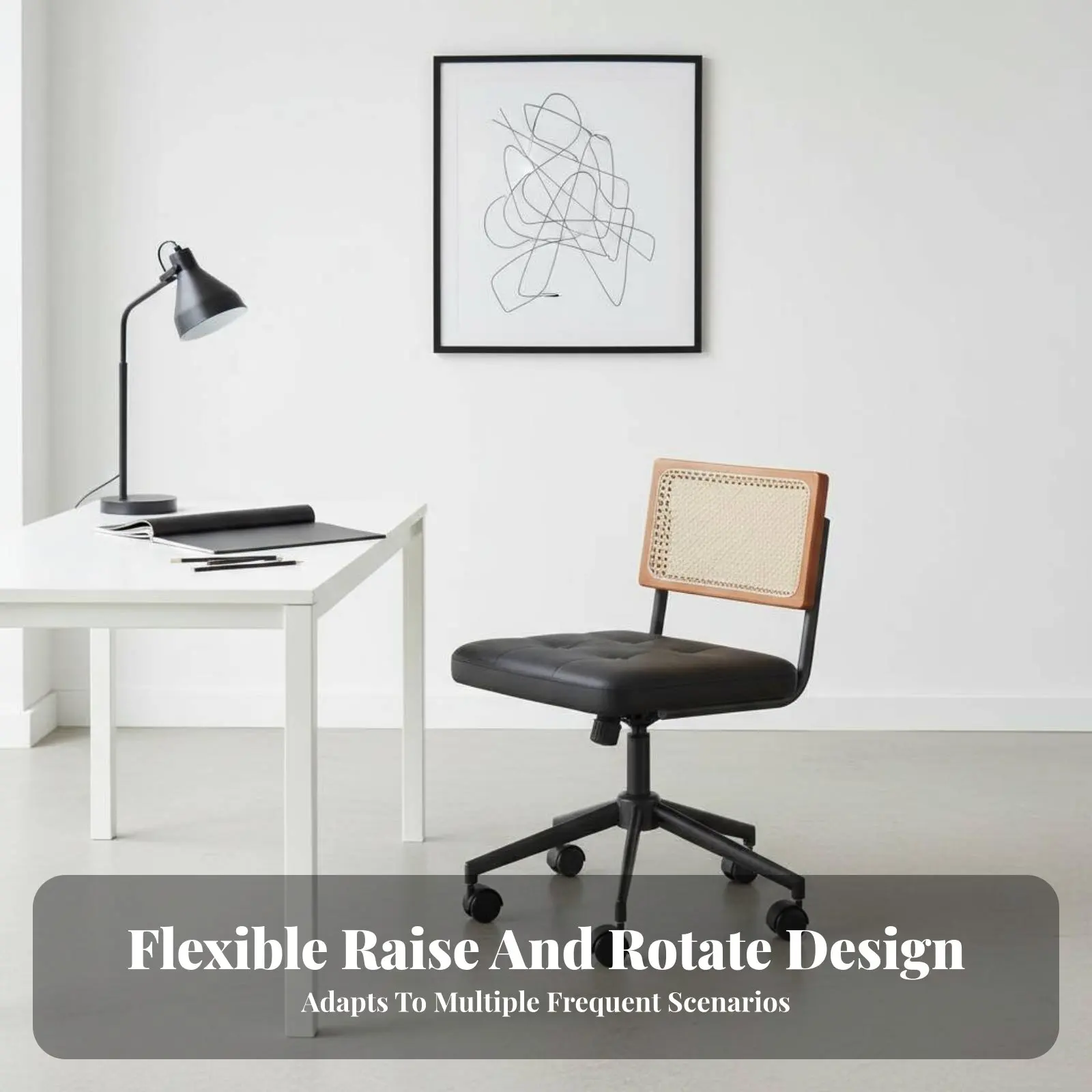 

Офисное кресло с плетеной спинкой и регулировкой высоты, на колесиках, для учебной комнаты