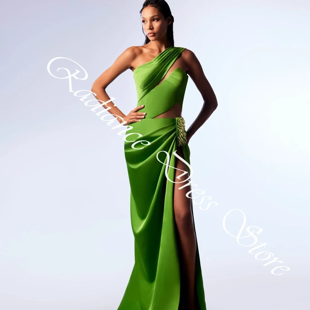 تخصيص أزياء الساتان مستقيم واحد الكتف شرابة فساتين السهرة أكمام لوحة قطار سستة الظهر العودة للوطن الدكتور #4