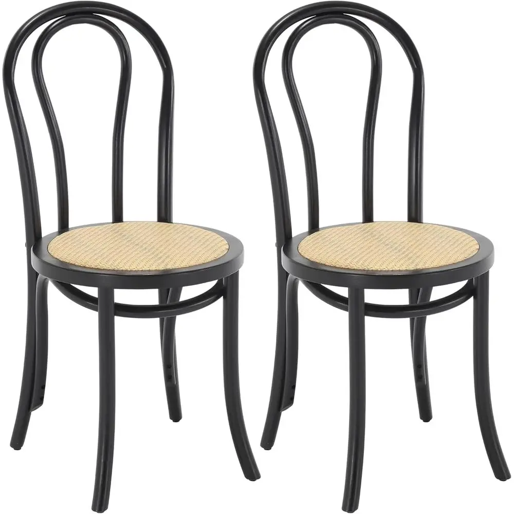 

Dining Chairs Set of 2, Solid Wood Rattan Dining Room Chairs Armless French Country Kitchen Chairs for Wedding Hotel Dessert Sho