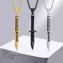 Vnox Cool Punk Necklaces for Men,Hip Hop Stainless Steel Stiletto Pendant Male Collar Gift Jewelry