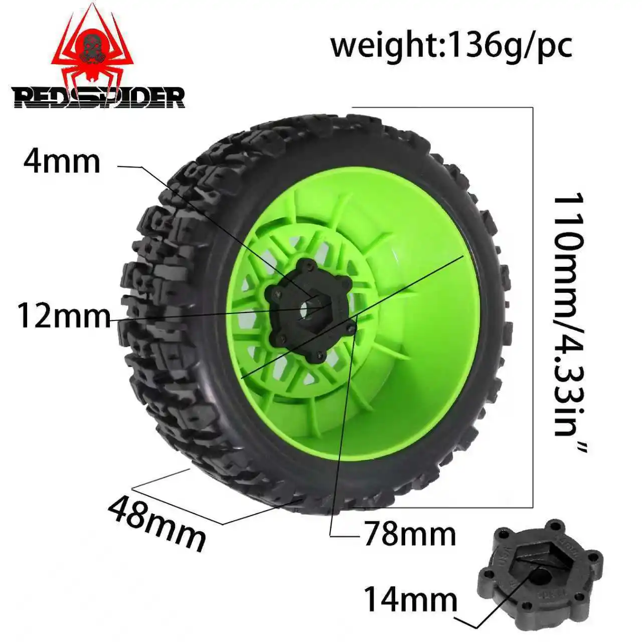 110mm Short Track Tire Trye for 1/10 RC Slash FS V4 Udirc Hpi Baja Ring Odds Losi Reign RC Car Metal Upgrade OP Accessories Part