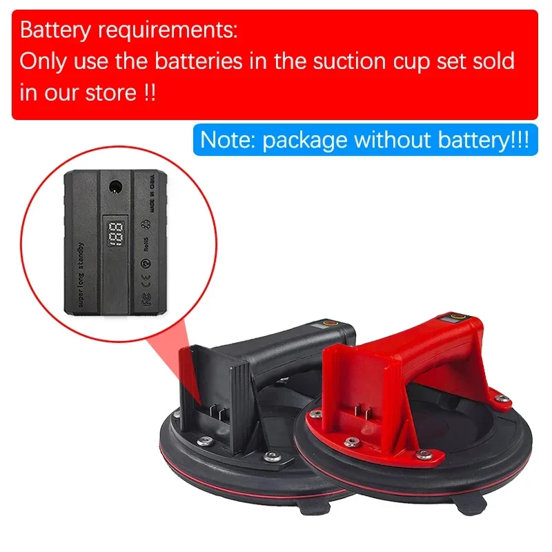 Only Electric Vacuum Suction Cup Host without battery (carton pack / plastic box pack) Black 200KG Load Bearing NO Battery