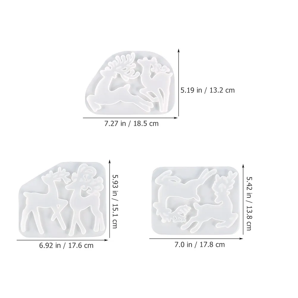 3Pcs Elk Molds Christmas Silicone DIY Pendant Keychain Craft Safe Lightweight Wear Resistance Christmas Molds Elk Mold