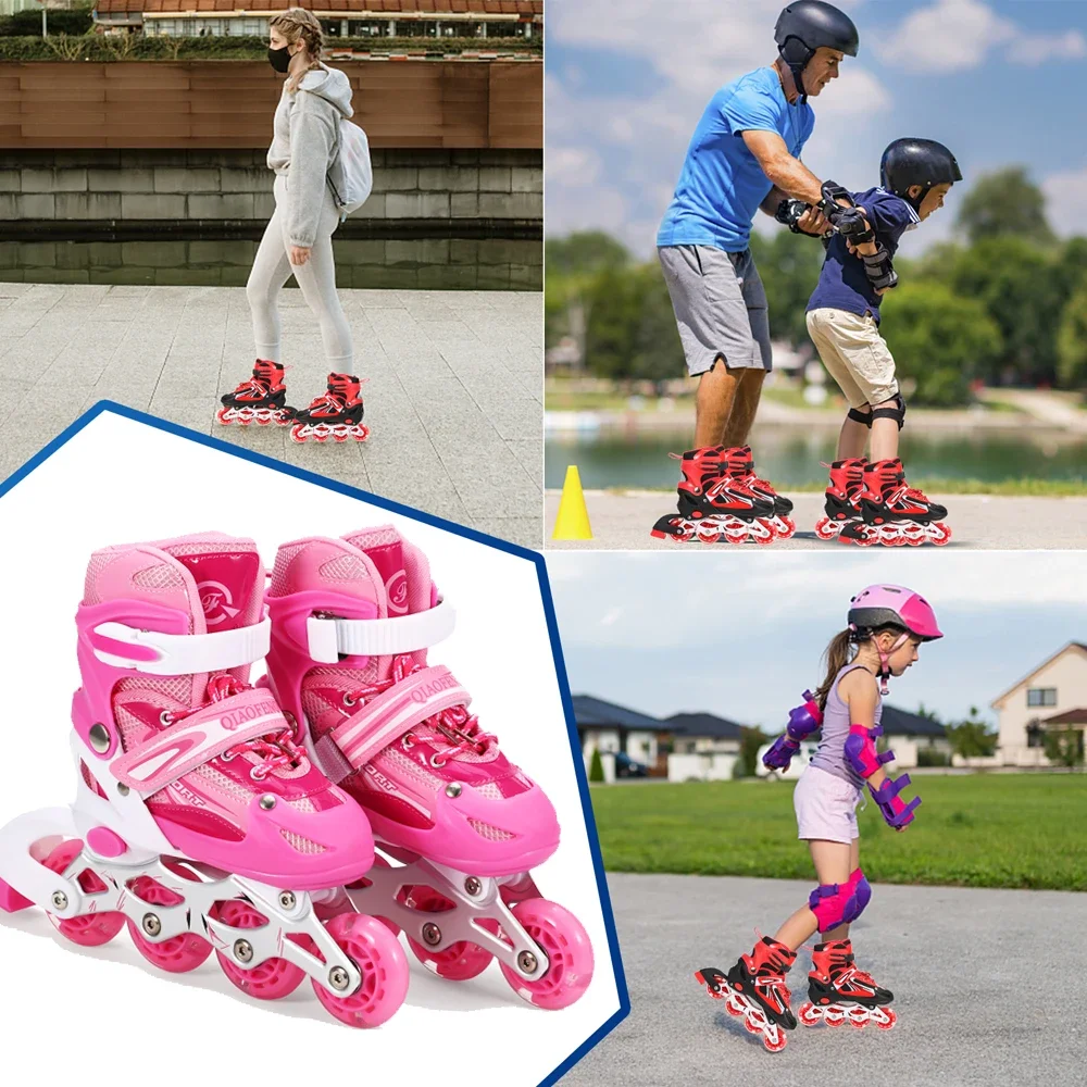 Adjustable Illuminating Inline Skates with Light Up Wheels for Kids and Adults for Girls and Boys Men and Women