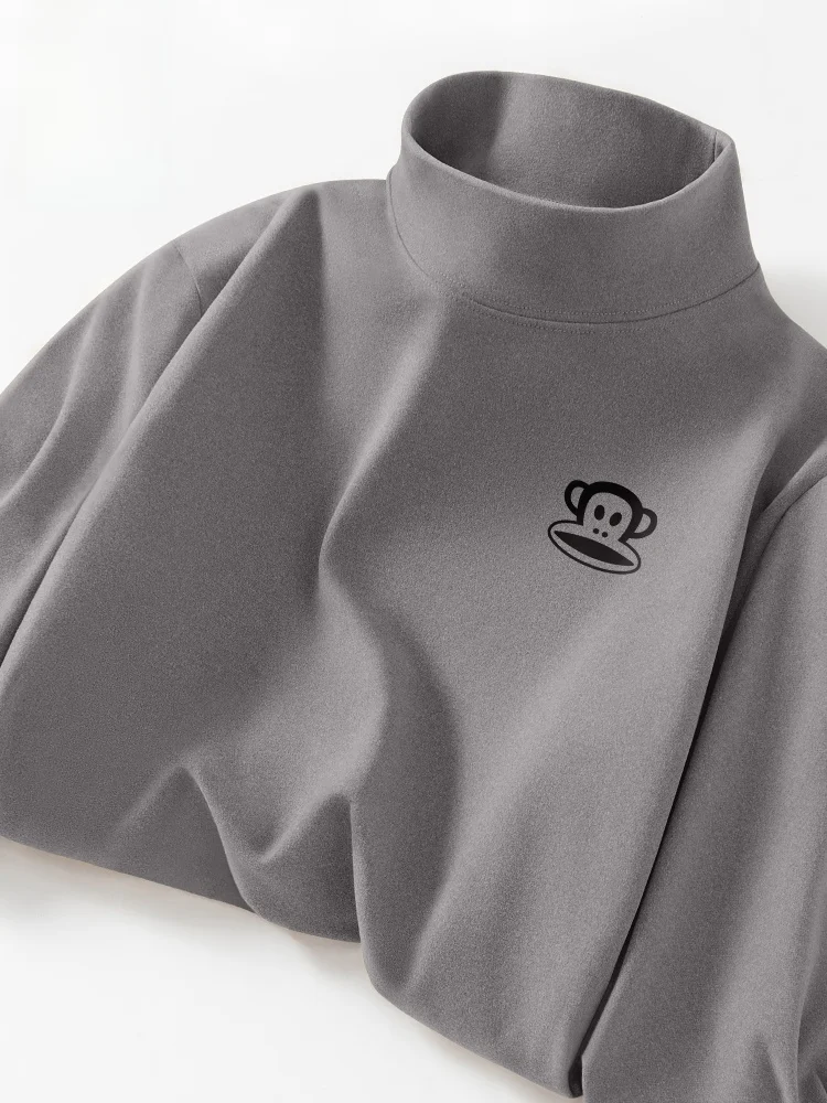 

Мужская утепленная футболка с длинным рукавом, двусторонняя, с высоким воротником, теплая, модная, в городском стиле, зимняя