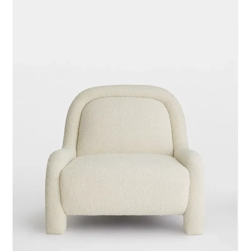 Modern Curved Lounge Chair Wide Upholstered Seat Tripod Base Aesthetic Design Living Room Furniture Comfortable Armchair