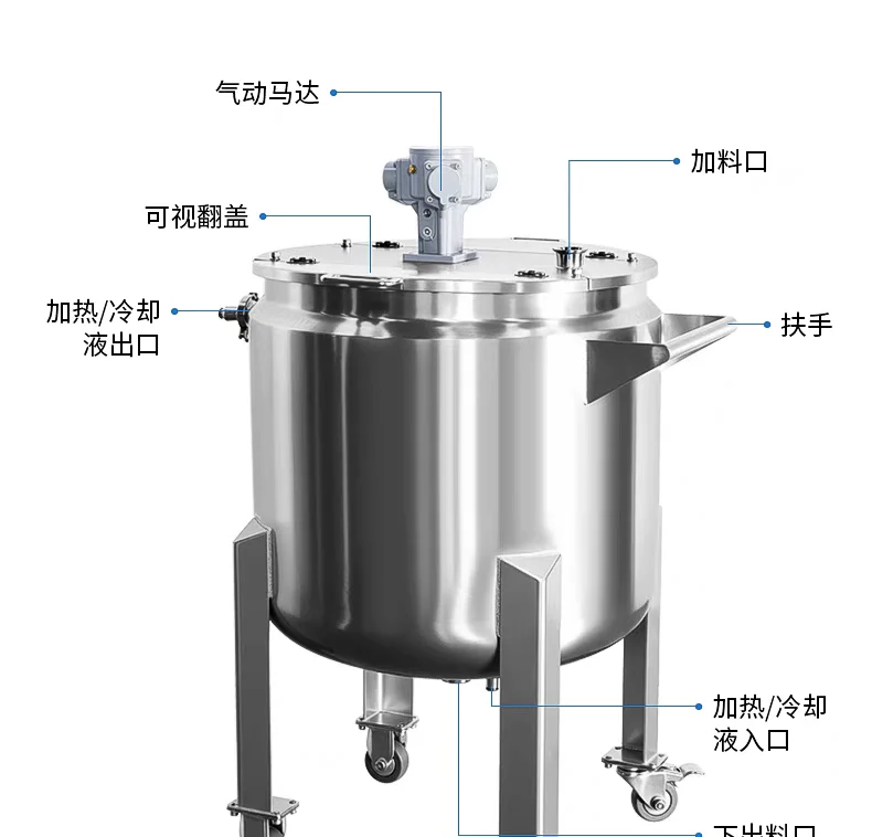 

20-100 Liter Heating Condensation Reactor Equipment Pneumatic Explosion-proof Double-layer Mix Tank with Motor Core Component