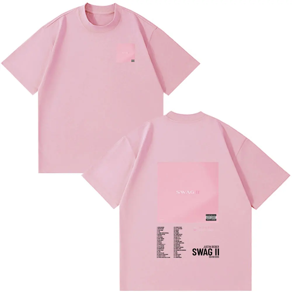 جاستن بيبر SWAG II ألبوم تي شيرت الرجال الهيب هوب خمر تي شيرتات على الموضة بلايز عادية ملابس الصيف المتضخم س الرقبة تي شيرت #4