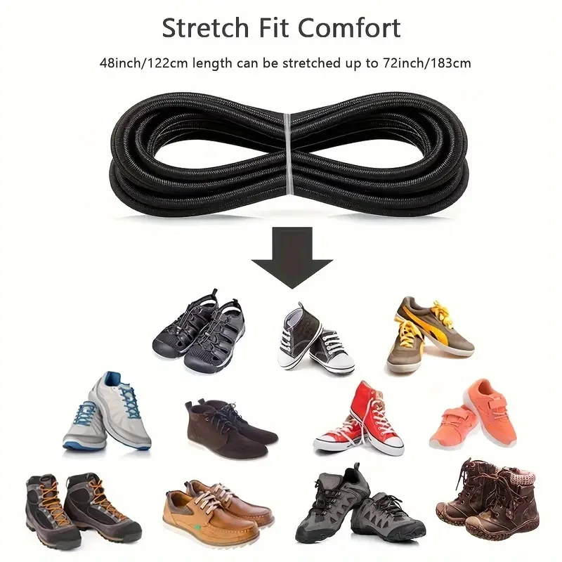 1 Pair Round Elastic Shoelaces Suitable For Various Shoe Accessories No Tie Shoelace Fixed Stretching Locking Lazy Laces