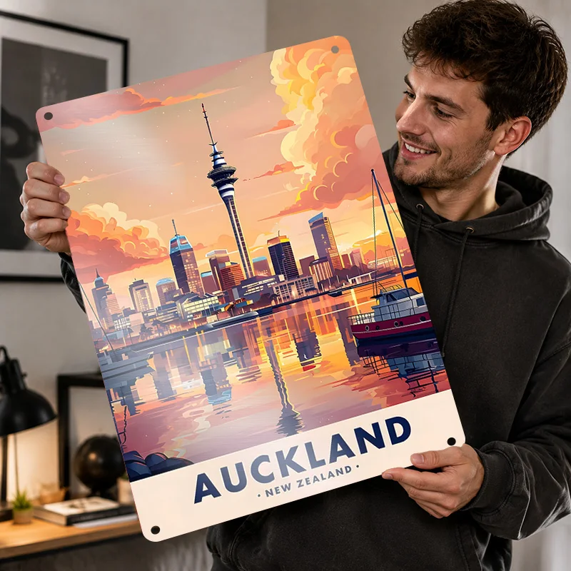 New Zealand Aluminum Posters Customized Metal Tin Sign Minimalist Travel Map Wall Art For Study Lounge Or Geography Enthusiasts