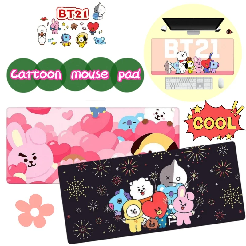 

BT21 koya RJ Shooky Mang Chimmy Tata Cooky Creative Personality Desktop Office Mouse Pad Large Edge Dirty Resistant Washable