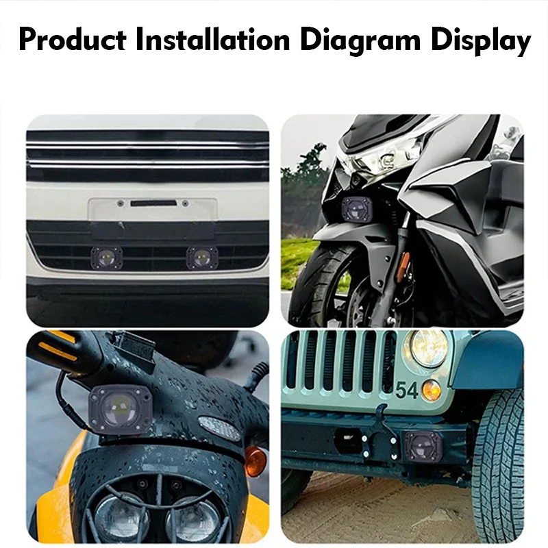 3 Zoll 8D LED-Linse Fahr-Arbeitslicht 30 W zweifarbige Unterputz-Nebelscheinwerfer quadratisch rund für Off-Road 4x4 LKW SUV ATV Motorrad – Detail 4