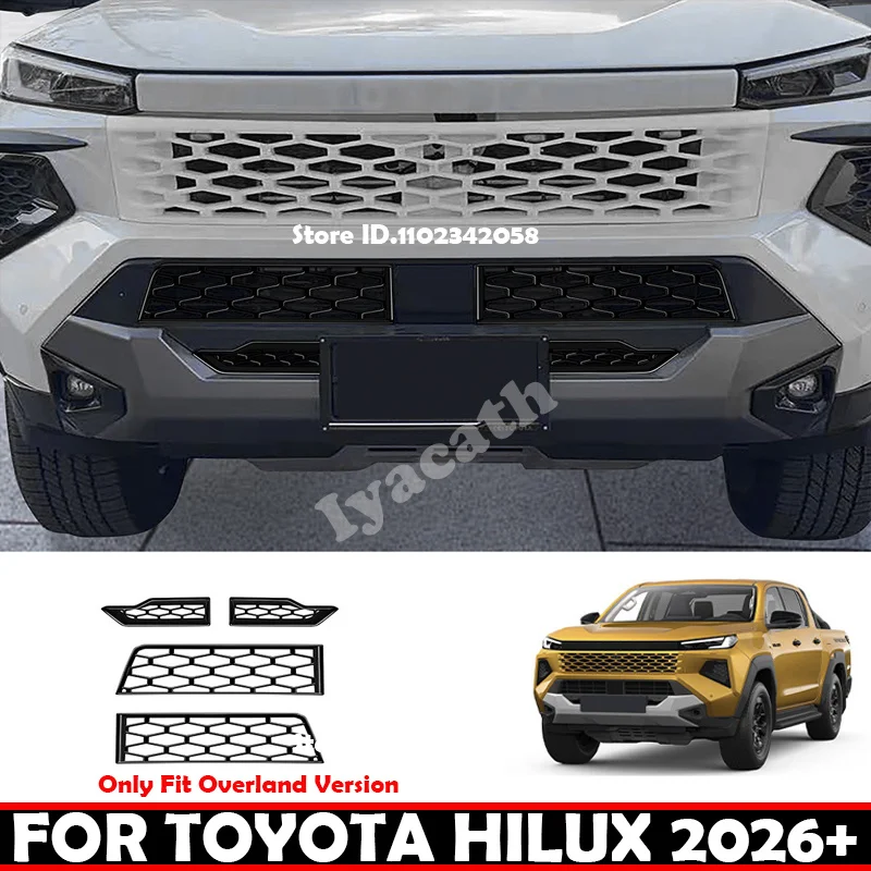 

FOR TOYOTA HILUX 2026 2027 ABS Black Front Lower Grille mesh Overland Version Car Bumper Lower Mesh Bezel Exterior Accessories